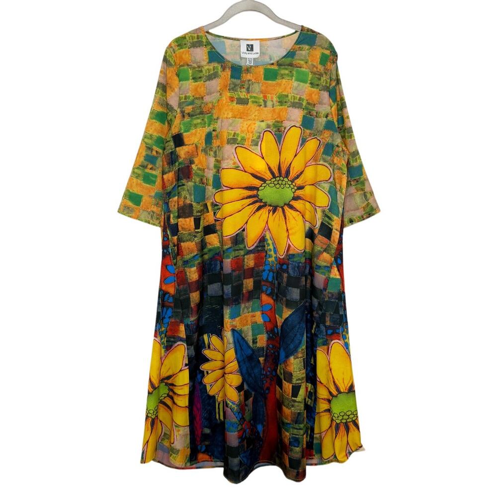Vicky and Lucas abstract Bright floral Half Sleeve dress size XL NWT